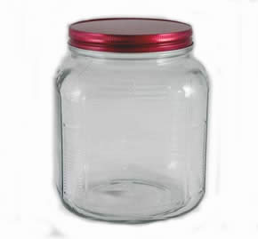 jar square cracker wth red metal lid